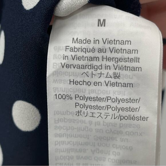 J. Crew Drapey Cap-Sleeve Navy Polka Dot Blouse Layering Shirt Comfy Size Medium - Picture 9 of 10